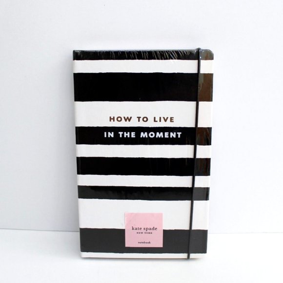kate spade Sarah Stripe How To Live In The Moment Large Notebook - Picture 1 of 3